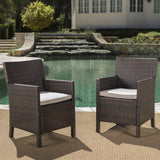 Outdoor Wicker Dining Chairs with Water Resistant Cushions (Set of 2) - NH433203