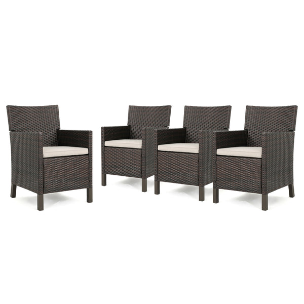 Outdoor Wicker Dining Chairs with Water Resistant Cushions (Set of 4) - NH758303