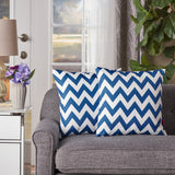 Indoor Zig Zag Striped Water Resistant Square Throw Pillows (Set of 2) - NH048203