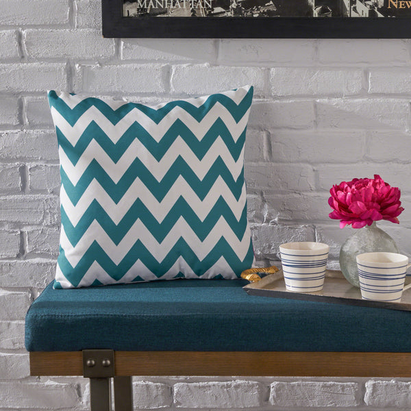 Indoor Zig Zag Striped Water Resistant Square Throw Pillow - NH738203