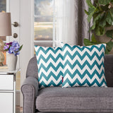 Indoor Zig Zag Striped Water Resistant Square Throw Pillows (Set of 2) - NH048203