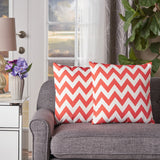 Indoor Zig Zag Striped Water Resistant Square Throw Pillows (Set of 2) - NH048203