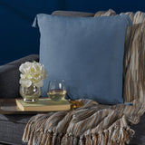 Traditional Square Fabric Throw Pillow with Tassel Accents - NH767203