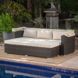 Outdoor Aluminum Framed Wicker Sofa with Water Resistant Canopy - NH091203