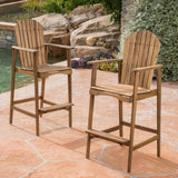 Outdoor Finished Acacia Wood Adirondack Barstools - NH054303