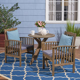 Outdoor Acacia 2-Seater Bistro Set with Cushions and 28" Round Table with X-Legs - NH512703