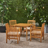 Outdoor Acacia 4-Seater Dining Set with Cushions and 36" Square Table with Straight Legs - NH612703