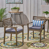 Patio Dining Chairs, Acacia Wood and Outdoor Cushions - NH461703