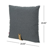 Mid Century 20" Square Fabric Pillow with Faux Leather Strap (Set of 2) - NH983503