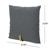 Mid Century 25" Square Fabric Pillow with Faux Leather Strap (Set of 2) - NH093503