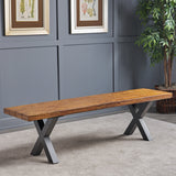 Indoor Brown Walnut Finish Lightweight Concrete Dining Bench - NH928303