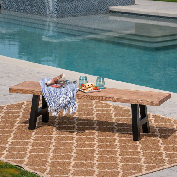 Outdoor Light Weight Concrete Dining Bench - NH187303