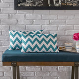 Indoor Zig Zag Striped Water Resistant Rectangular Throw Pillow - NH548203