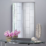 Glam Rectangular Brick Patterned Reflective Wall Mirror - NH457303