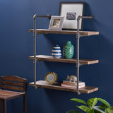 Industrial Pipe Design 3-Tier Wall Mount Floating Shelf - NH342503