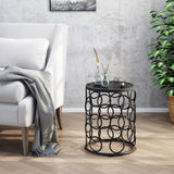 Modern 16 Inch Grey Finish Ceramic Tile Side Table - NH612403