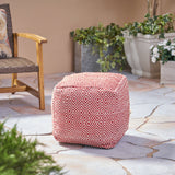 Outdoor Handcrafted Boho Water-Resistant Pouf - NH048403