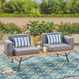 Outdoor Acacia Wood 2 Seater Sofa, Teak - NH670503