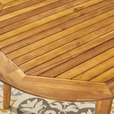 Outdoor Rustic Slat-Top Acacia Wood Oval Dining Table with Tapered Legs - NH130603