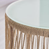 Steel Rope With Tempered Glass Boho Side Table - NH415703