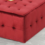 Modern Glam Tufted Waffle Stitch Velvet Square Ottoman Coffee Table - NH574403