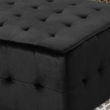 Modern Glam Tufted Waffle Stitch Velvet Square Ottoman Coffee Table - NH574403