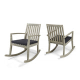 Outdoor Acacia Wood Rocking Chair with Water-Resistant Cushions - NH135603