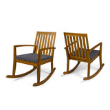 Outdoor Acacia Wood Rocking Chair with Water-Resistant Cushions - NH135603