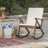 Outdoor Acacia Wood Rocking Chair with Cushion - NH143403