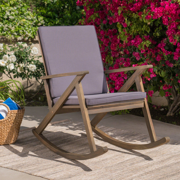 Outdoor Acacia Wood Rocking Chair with Cushion - NH143403