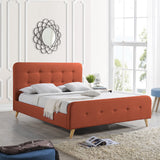 Modern Glam Button-Tufted Queen Velvet Bed Frame with Splayed Legs - NH116403