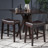 Contemporary Upholstered Saddle Counter Stool with Nailhead Trim, Set of 2 - NH298303