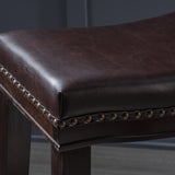 Contemporary Upholstered Saddle Counter Stool with Nailhead Trim, Set of 2 - NH298303