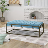 Modern Velvet Ottoman Bench with Brass Finish - NH780503