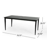 Outdoor 71 Inch Aluminum Rectangular Dining Table, Matte Black - NH553803