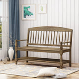 Indoor Farmhouse Acacia Wood Bench with Shelf - NH043503