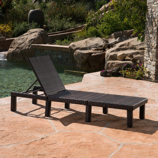 Outdoor Multi-brown Wicker Chaise Lounge without Cushion - NH648303