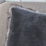 Furry Glam Black and White Streak Faux Fur Throw Pillow - NH432403