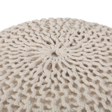 Modern Knitted Cotton Round Pouf - NH088313