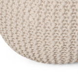 Modern Knitted Cotton Round Pouf - NH088313