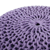 Modern Knitted Cotton Round Pouf - NH088313