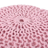 Modern Knitted Cotton Round Pouf - NH088313