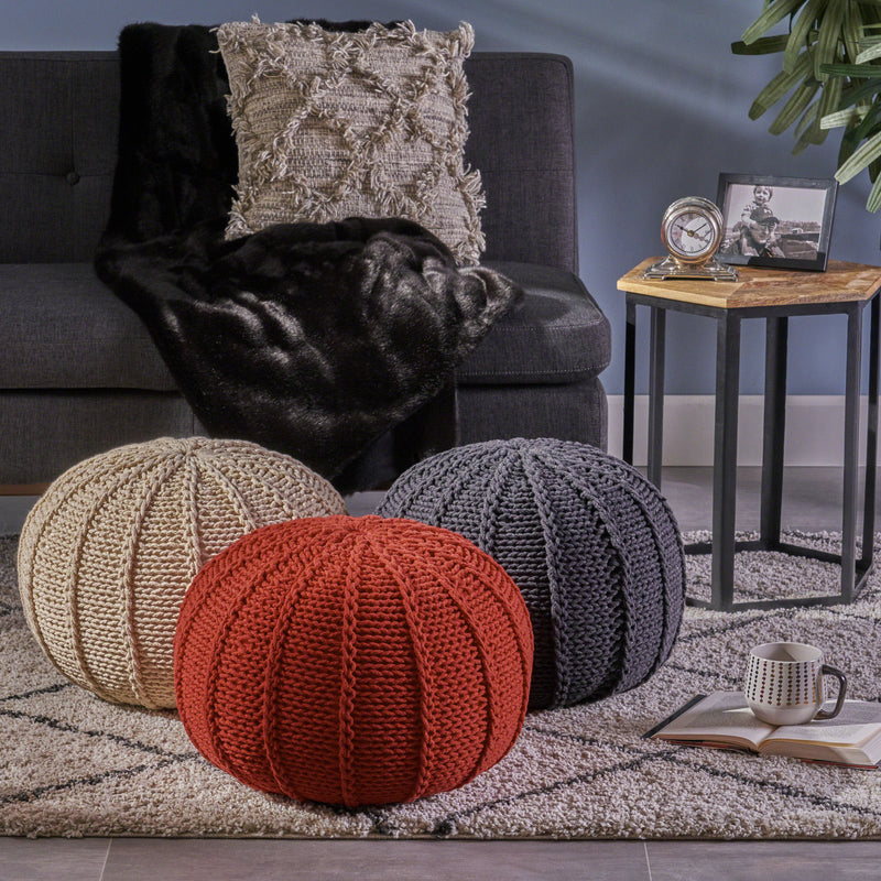 Knitted Cotton Pouf - NH044403