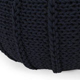 Modern Knitted Cotton Round Pouf - NH688313