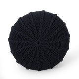 Modern Knitted Cotton Round Pouf - NH688313