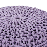 Modern Knitted Cotton Round Pouf - NH988313