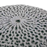 Modern Knitted Cotton Round Pouf - NH988313