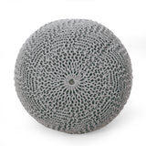 Modern Knitted Cotton Round Pouf - NH988313