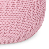 Modern Knitted Cotton Round Pouf - NH988313