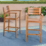 Outdoor Rustic Acacia Wood Barstool (Set of 2) - NH418503